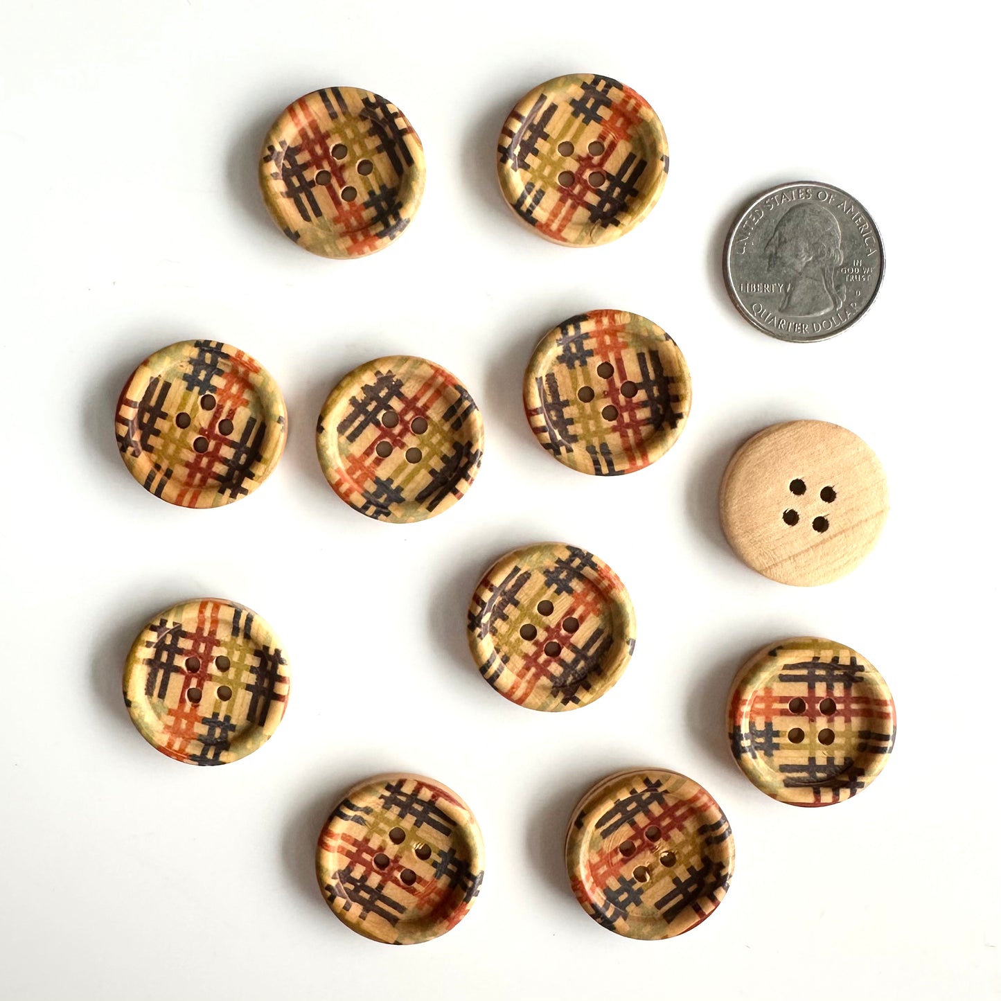 Painted Wood Buttons over 7/8 inch