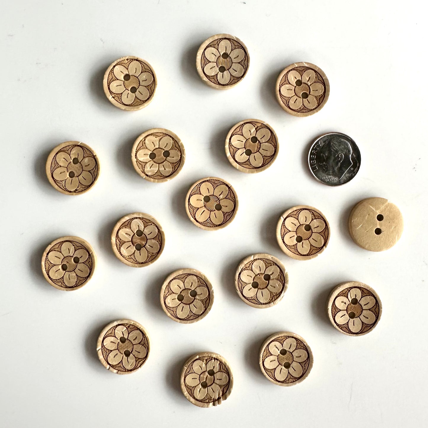 Coconut & Bamboo Buttons under 1 inch