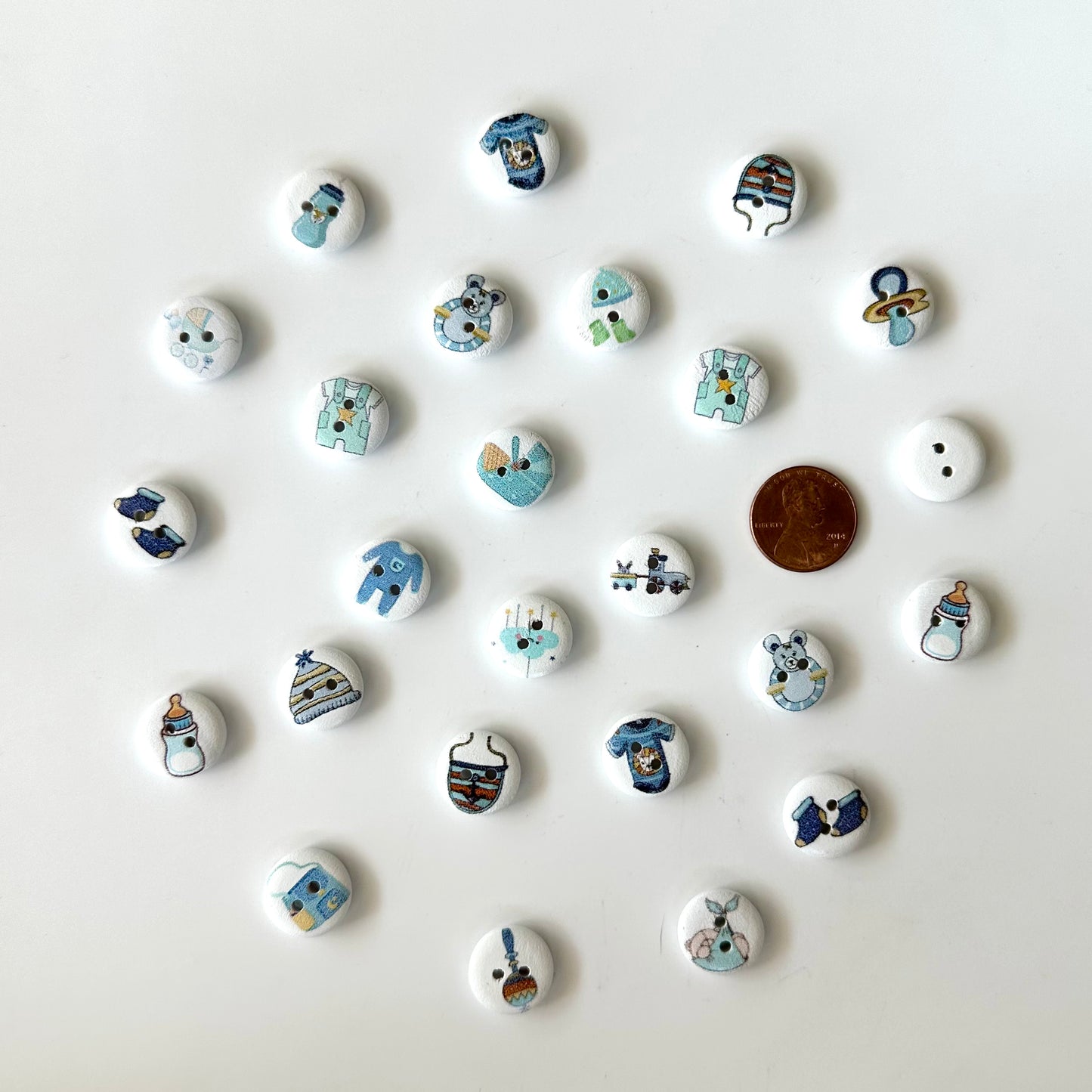 Painted Wood Buttons under 1 inch