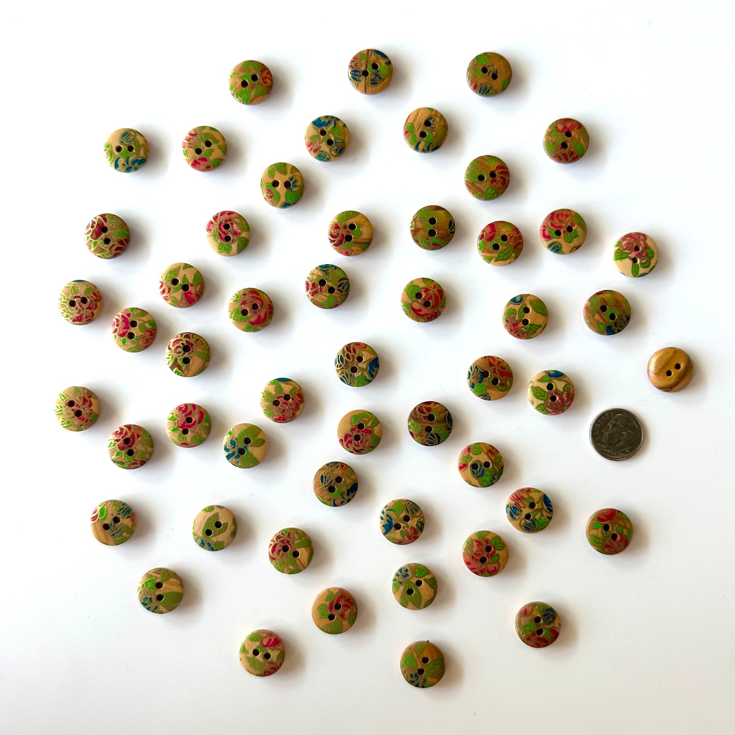 Painted Wood Buttons under 1 inch