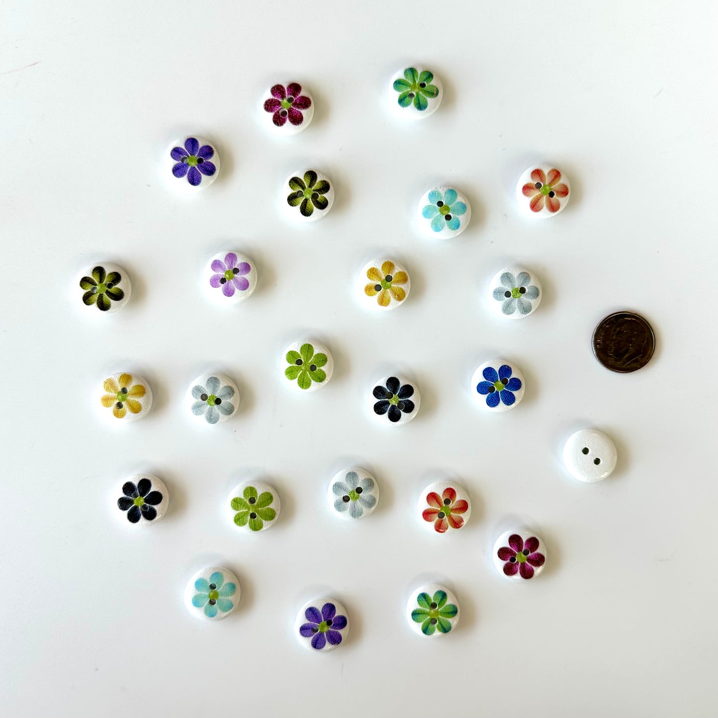 Painted Wood Buttons under 1 inch