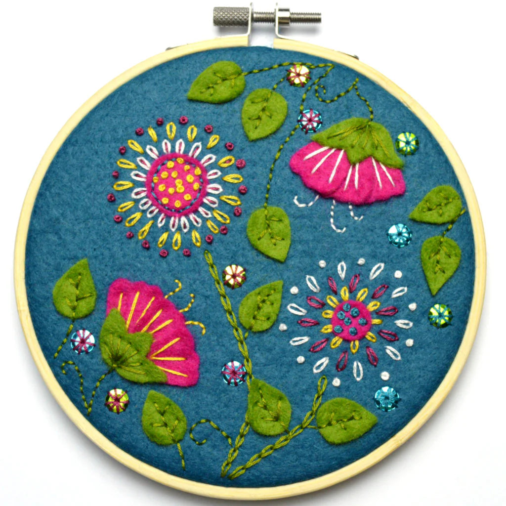 Tropical Flowers Felt Appliqué Hoop Kit | Corinne Lapierre