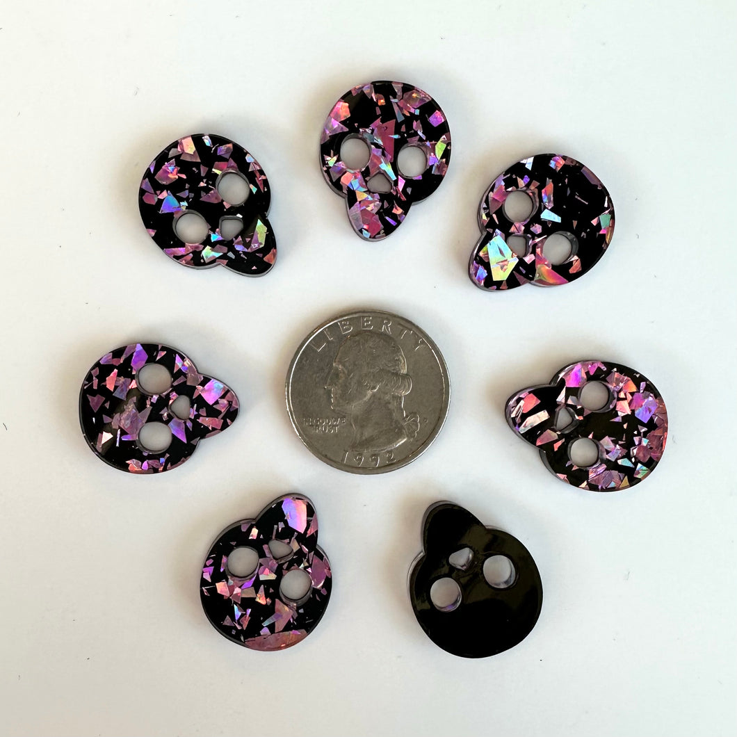 Purple Glitter Skull Buttons - Katrinkles