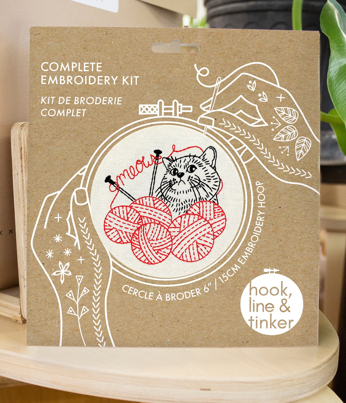 Knittin' Kitten Embroidery Kit | Hook, Line & Tinker