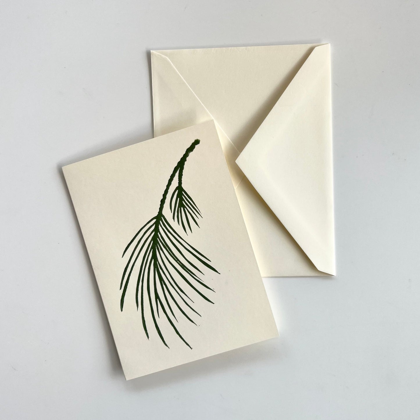 Pine Branch Hand Printed Card