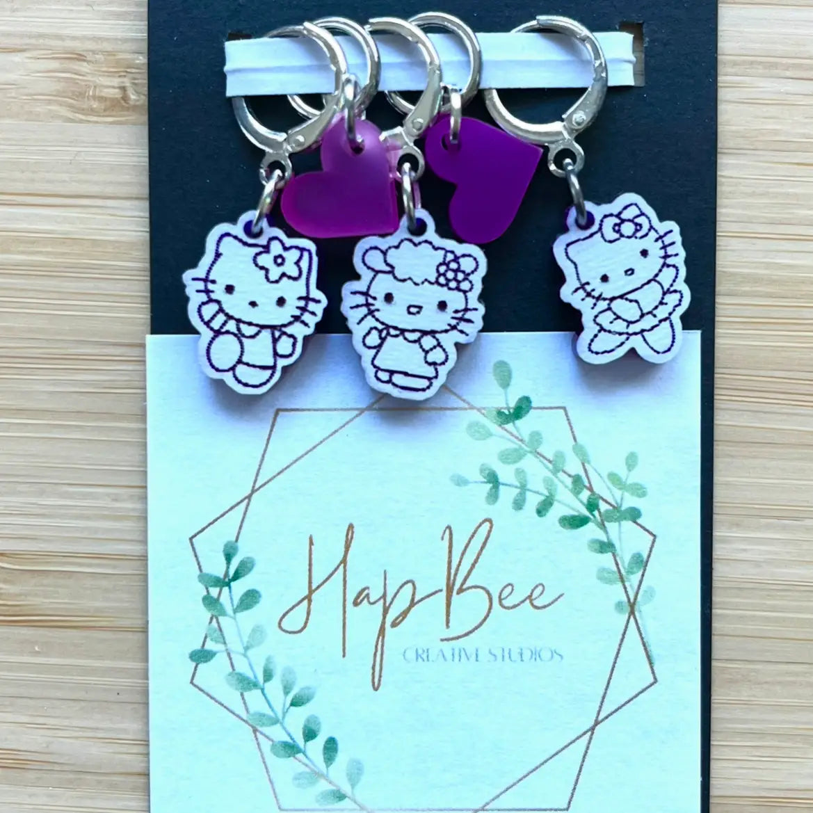 Greetings Cute Kitties Stitch Marker Set | HapBee Creative Studios