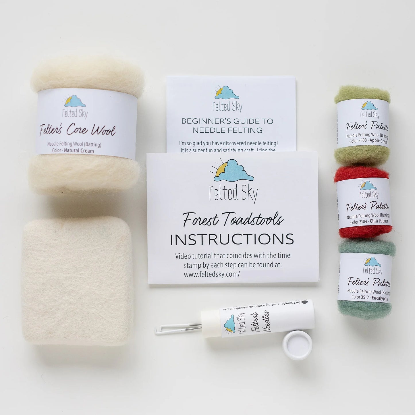 Forest Toadstools Mini Needle Felting Kit