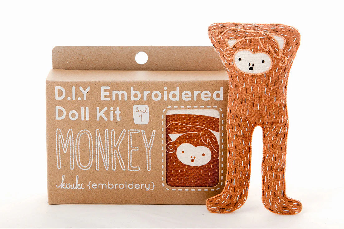 Embroidered Monkey Plushie Kit | Kiriki Press