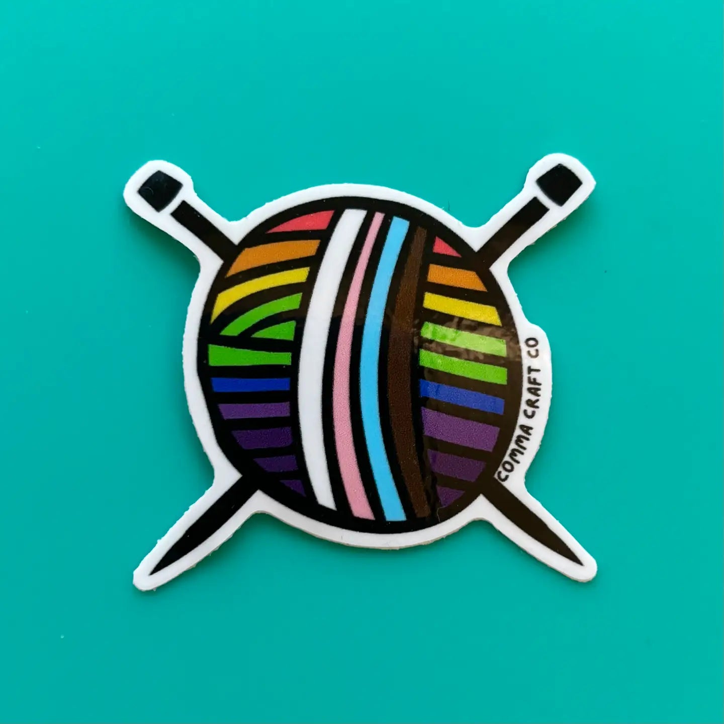 Intersectional Pride Knitting Sticker | Comma Craft Co.