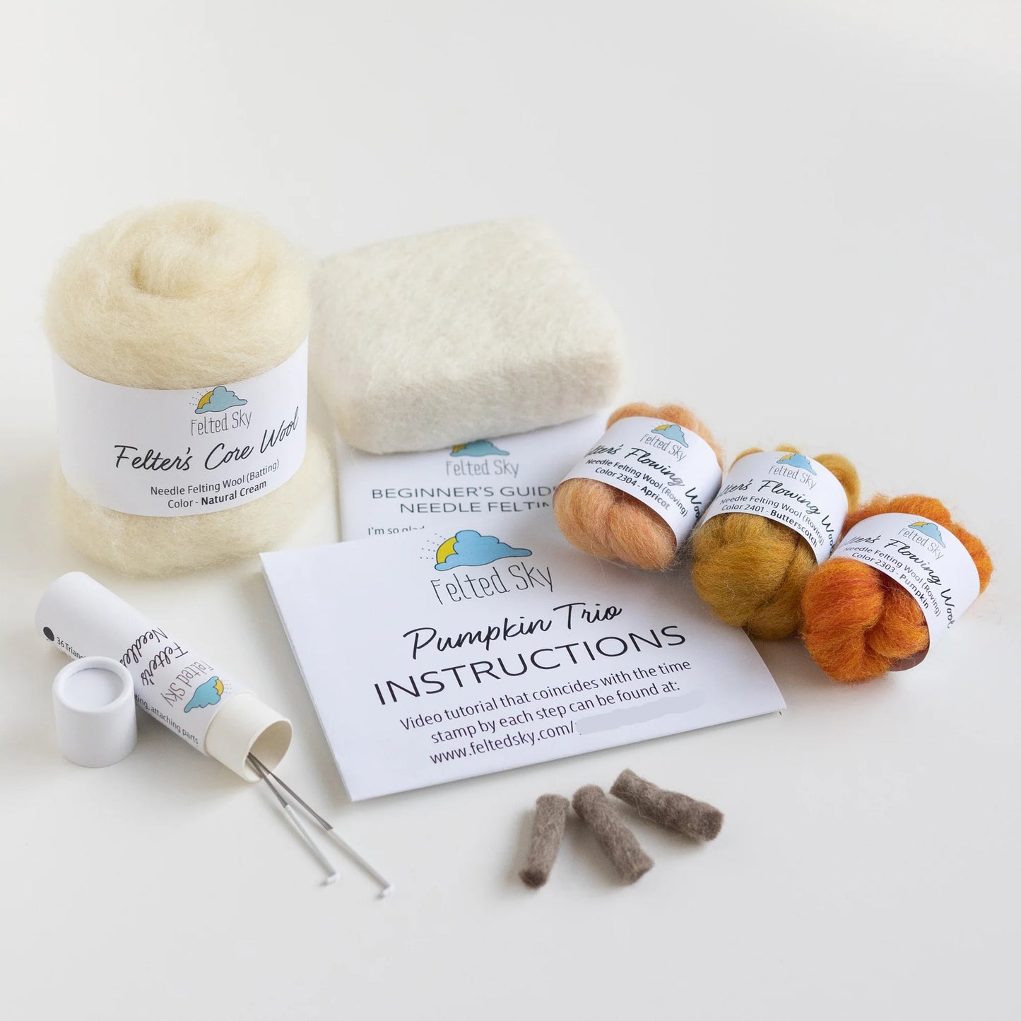Pumpkin Trio Mini Needle Felting Kit | Felted Sky