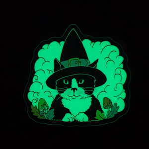 Witch Cat Glow-in-the-Dark Sticker