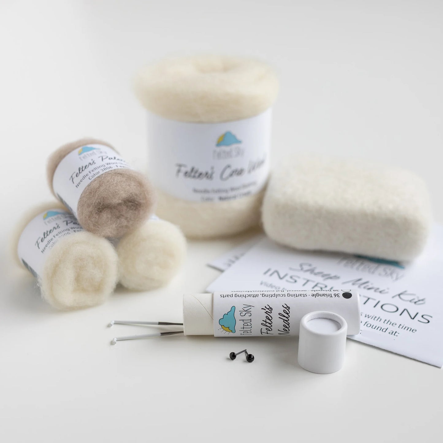 White Sheep Mini Needle Felting Kit | Felted Sky