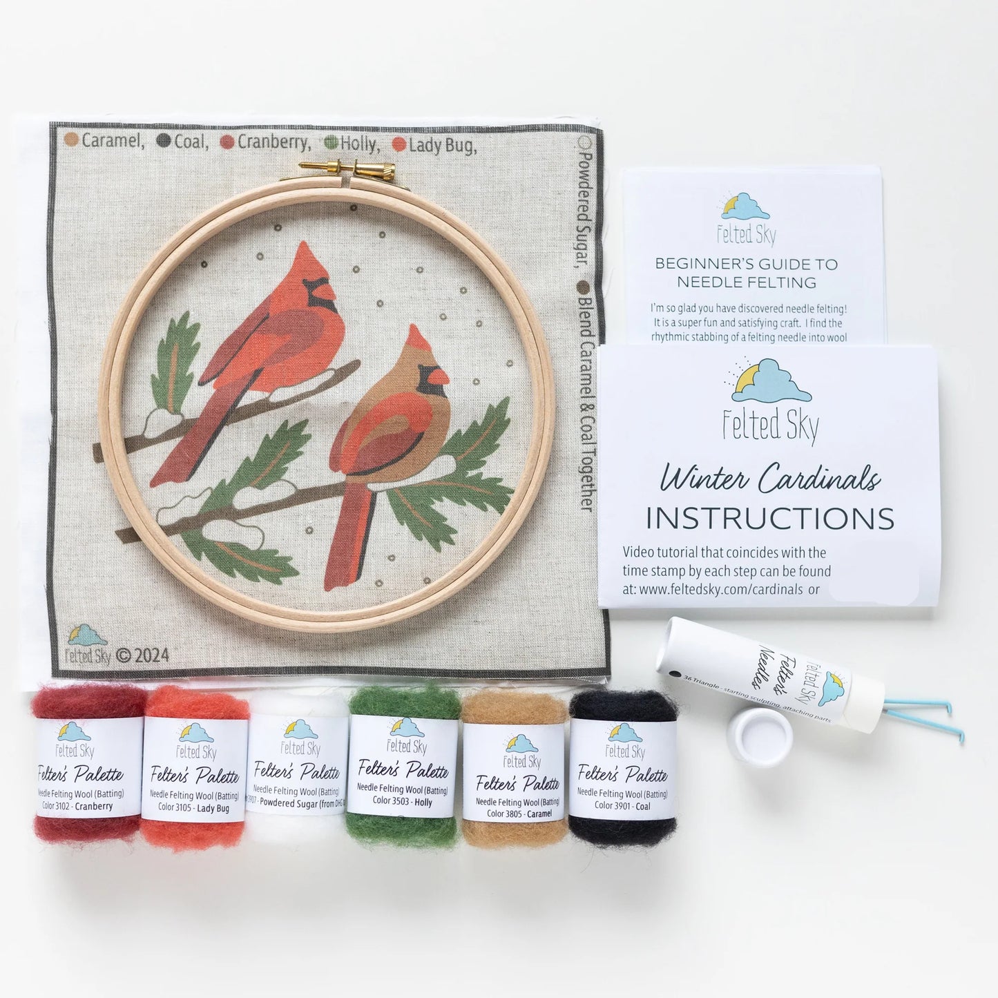 Winter Cardinal Needle Felting Kit | Felted Sky