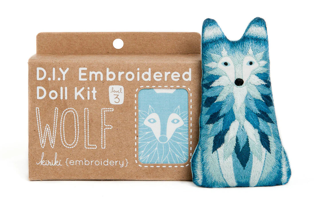 Embroidered Wolf Plushie Kit | Kiriki Press