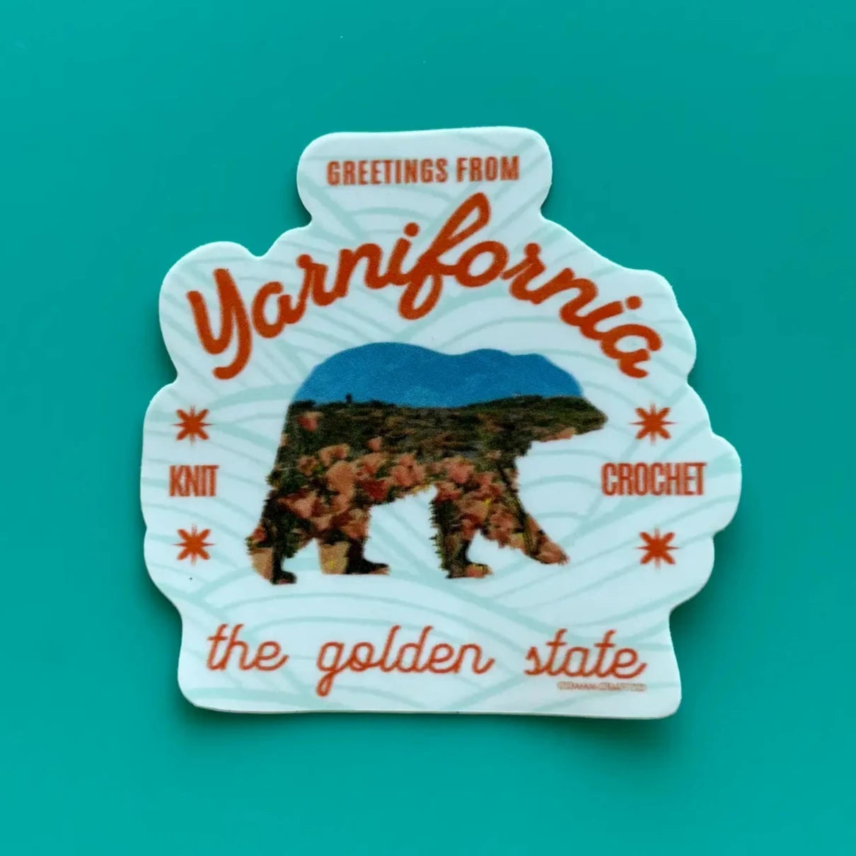 Yarnifornia Sticker | Comma Craft Co.