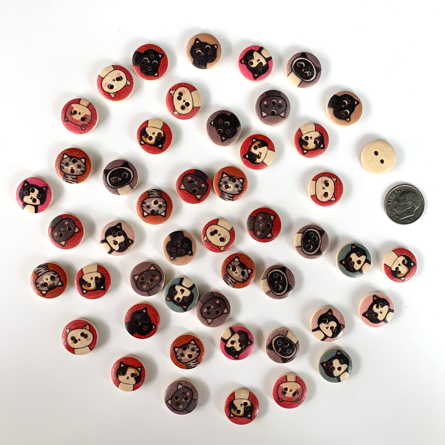 Painted Wood Buttons under 1 inch