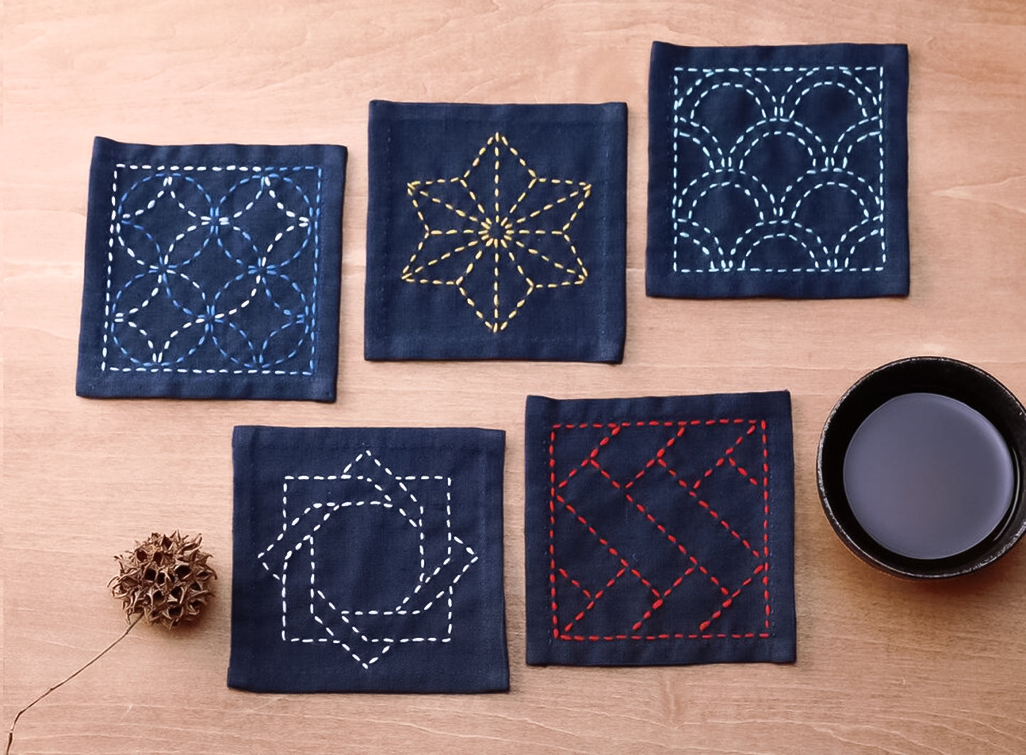 Sashiko Tsumugi Coaster Sampler