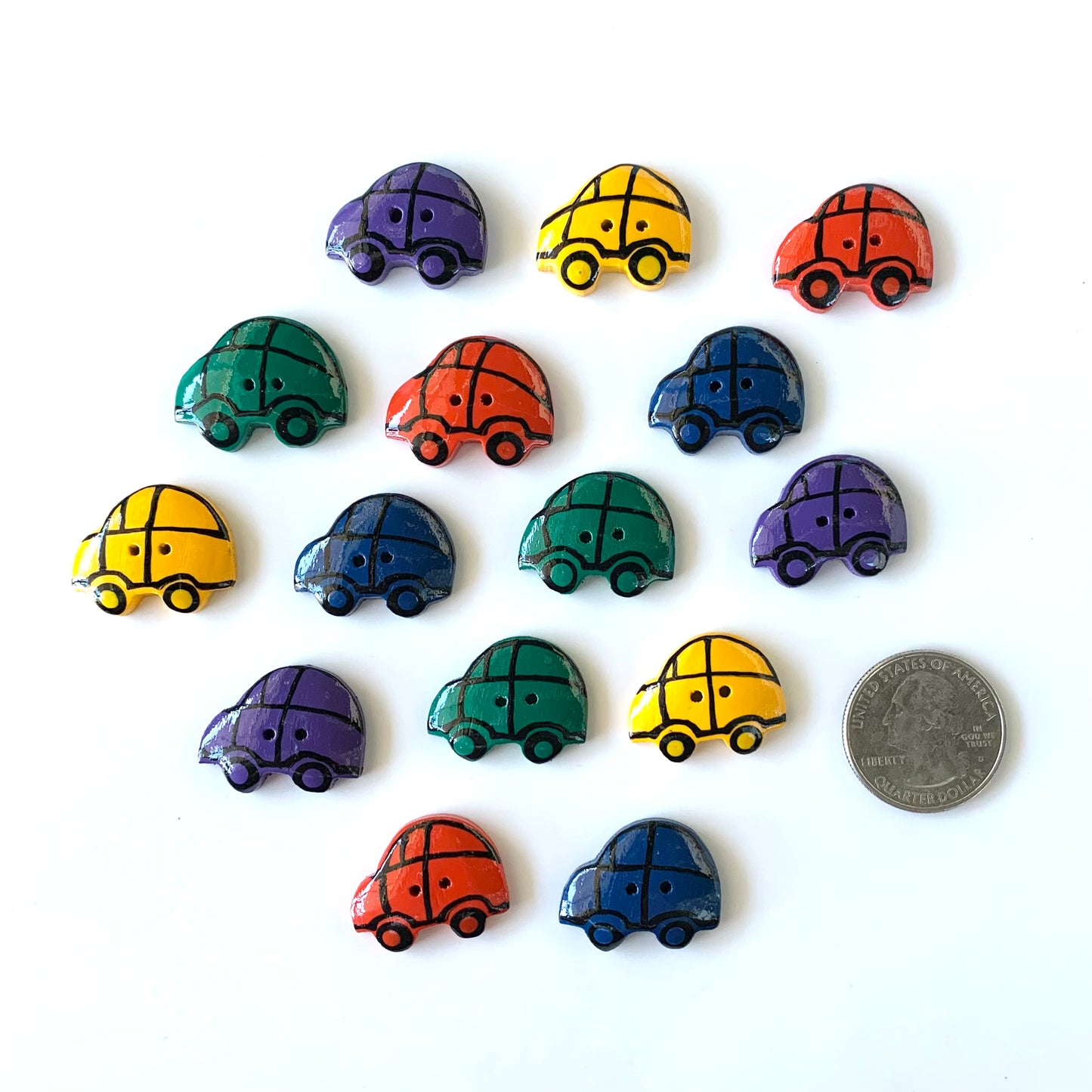 Painted Wood Buttons under 1 inch