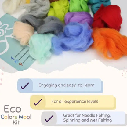 24 Colors Eco Felting Wool Kit | Woolbuddy