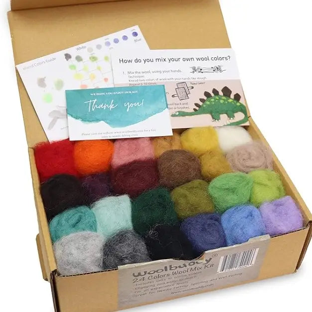 Wool Kit 24 Colors Eco Felting Wool Kit | Woolbuddy – Black Squirrel Yarns