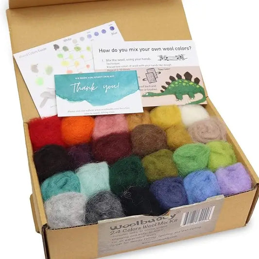 24 Colors Eco Felting Wool Kit | Woolbuddy