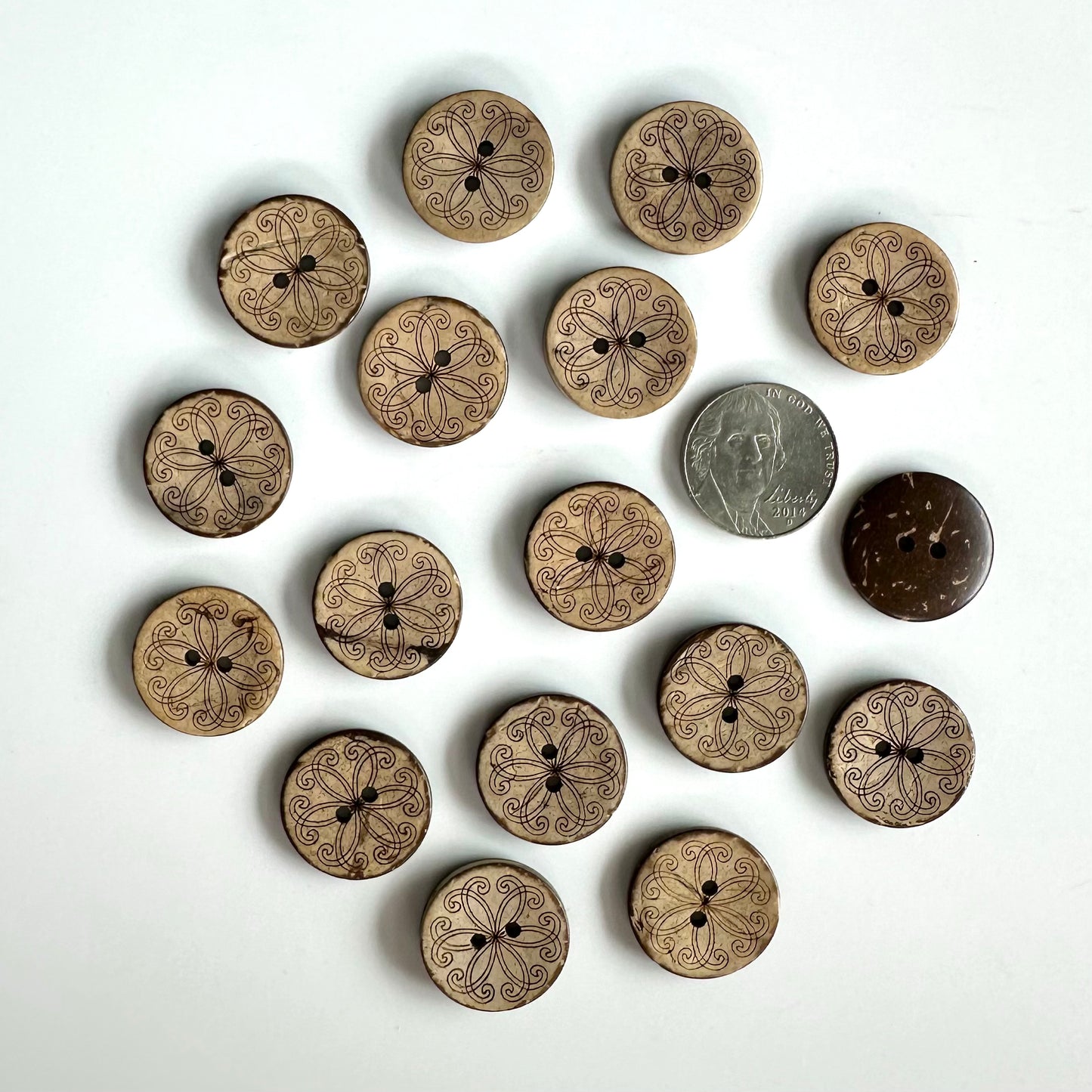 Coconut & Bamboo Buttons under 1 inch