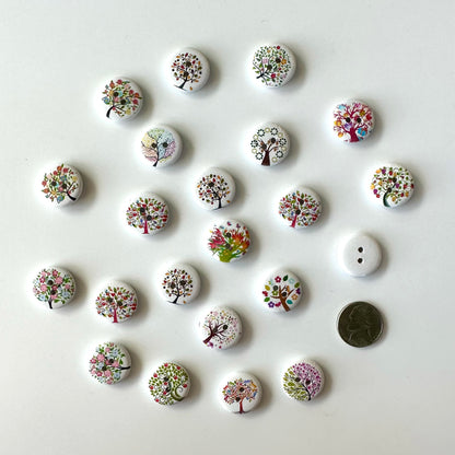 Painted Wood Buttons under 1 inch