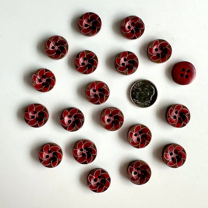 Painted & Etched Wood Buttons - 7/8 inch and under