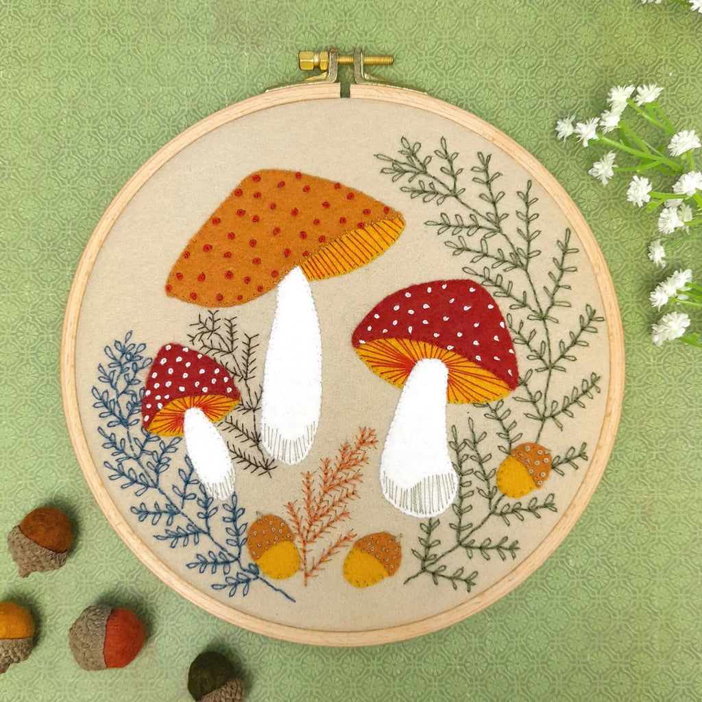 Toadstools Felt Appliqué Hoop Kit | Corinne Lapierre