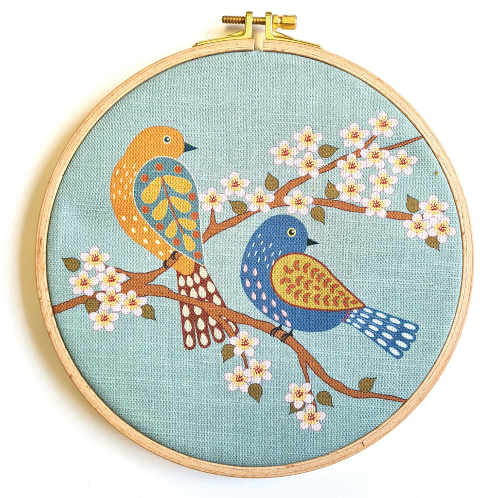 Birds & Blossoms Linen Embroidery Kit | Corinne Lapierre