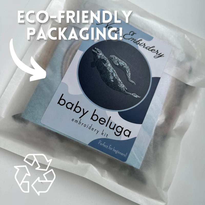 Baby Beluga Embroidery Kit | Nest Embirdery