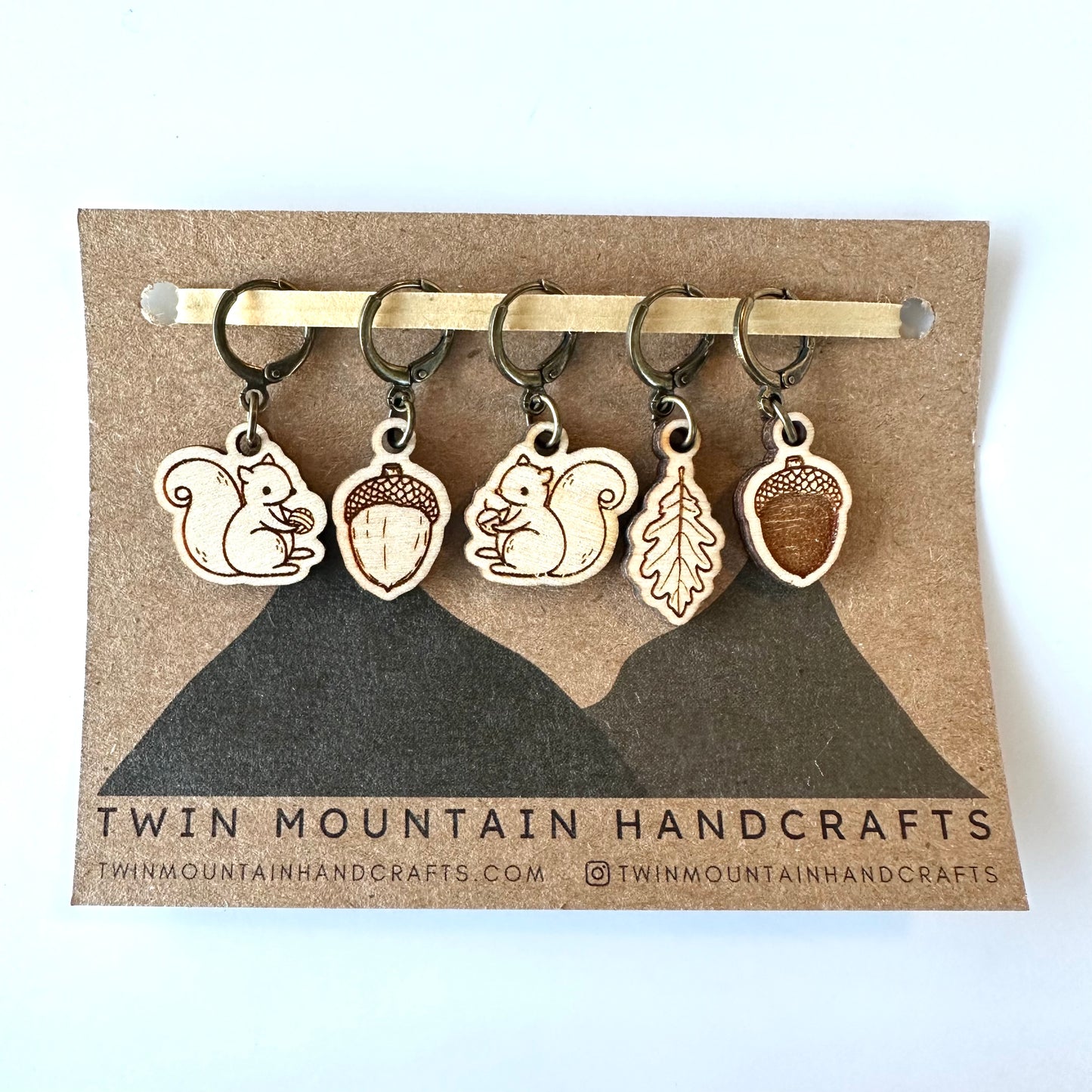 Squirrel & Acorn Shop Exclusive Stitch Markers - Twin Mountain Handcrafts