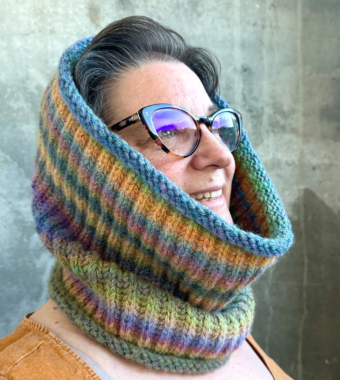 Addison Street Cowl One-Color Brioche Pattern | Black Squirrel Designs