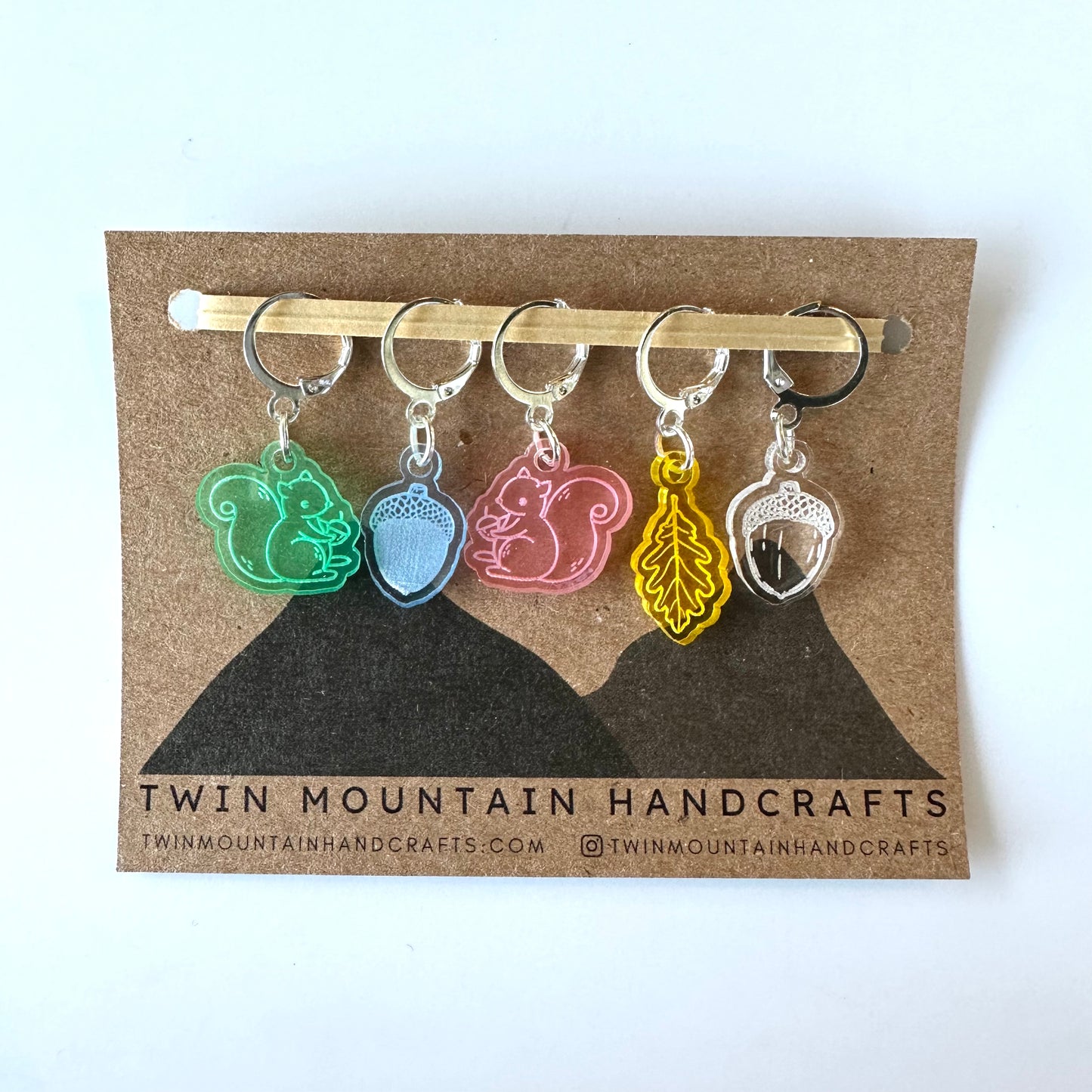 Squirrel & Acorn Shop Exclusive Stitch Markers - Twin Mountain Handcrafts