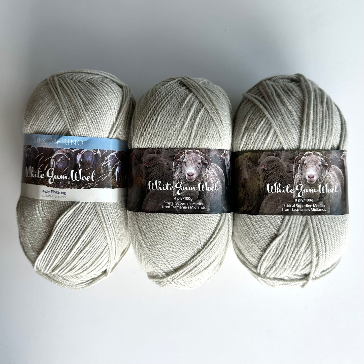 4-ply Fingering | White Gum Wool