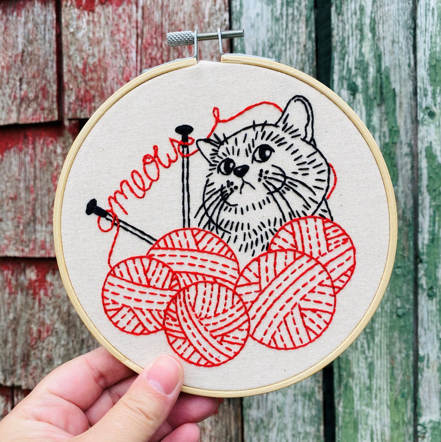 Knittin' Kitten Embroidery Kit | Hook, Line & Tinker