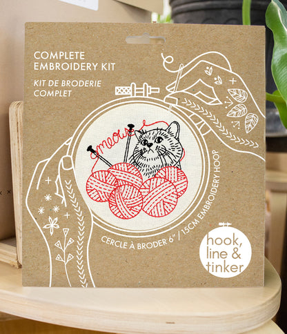 Knittin' Kitten Embroidery Kit | Hook, Line & Tinker