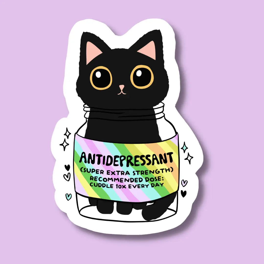 Cat Cuddles Antidepressant Sticker | Indigo Maiden