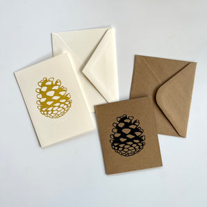 Pinecone Hand Printed Cards