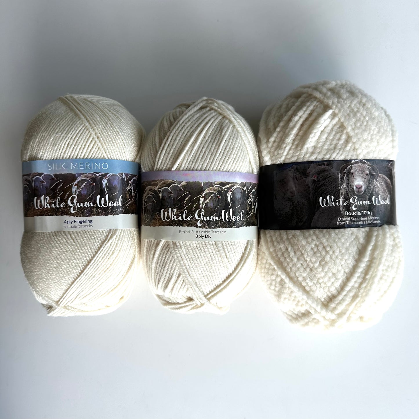 4-ply Fingering | White Gum Wool