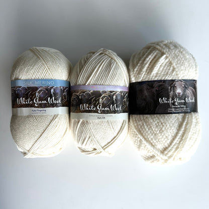 4-ply Fingering | White Gum Wool