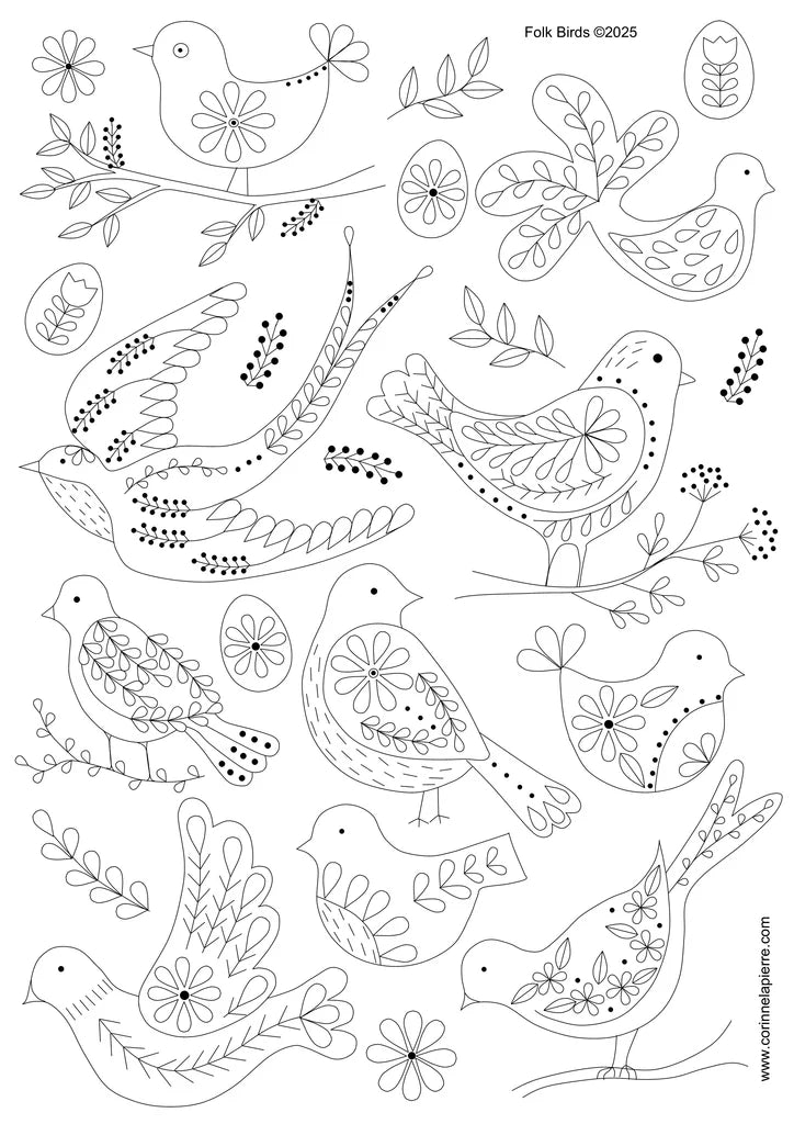 Folk Birds Stick & Stitch | Corinne Lapierre