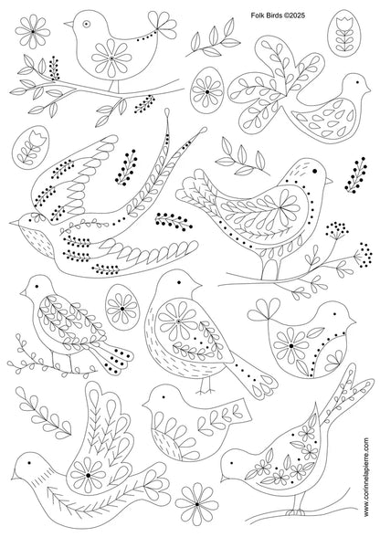 Folk Birds Stick & Stitch | Corinne Lapierre