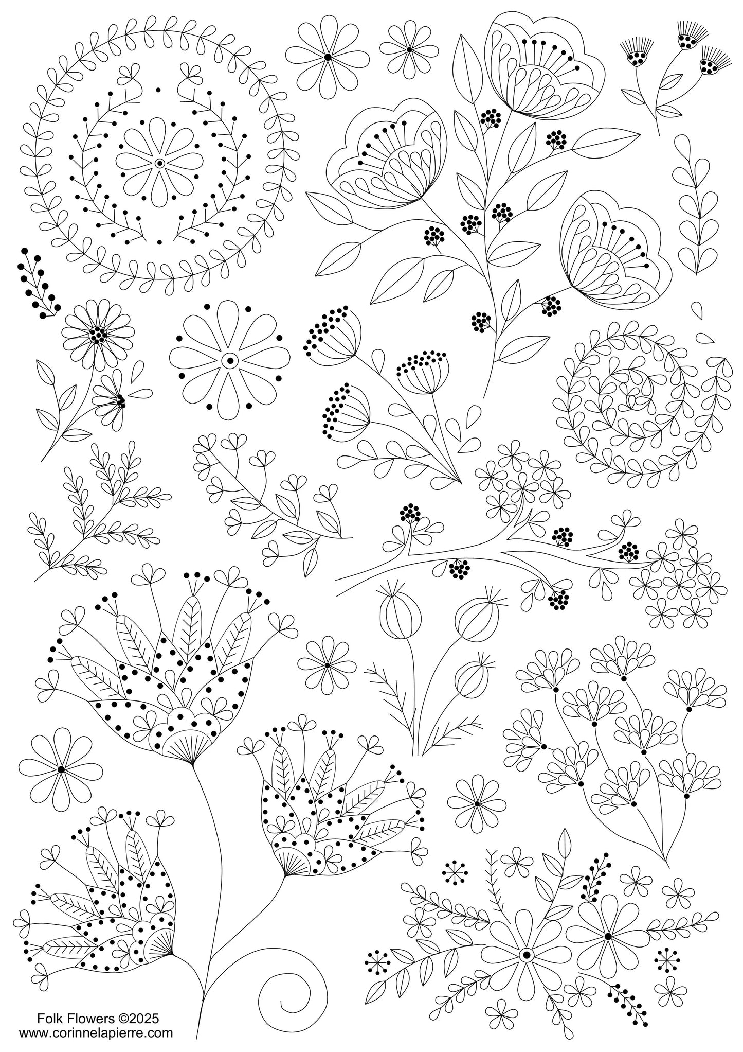 Folk Flowers Stick & Stitch | Corinne Lapierre