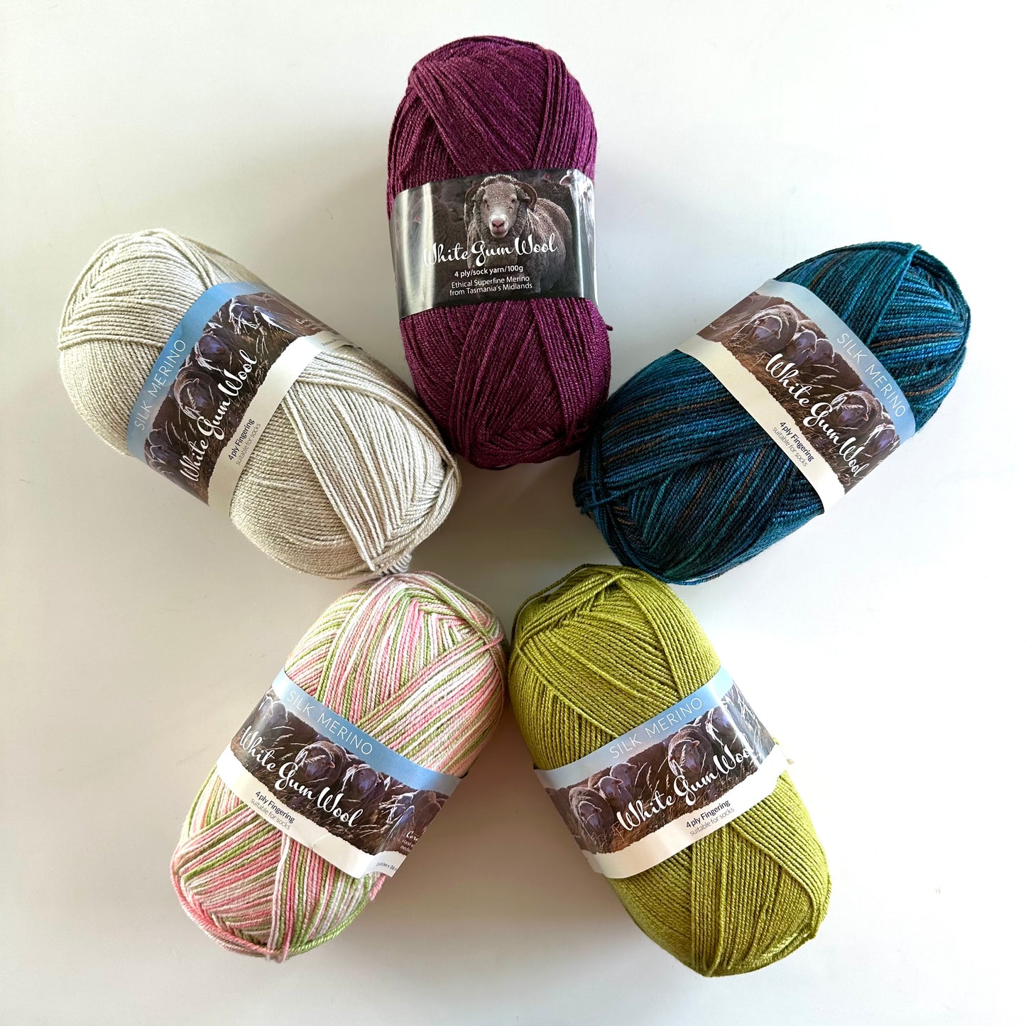 4-ply Merino-Silk Sock | White Gum Wool