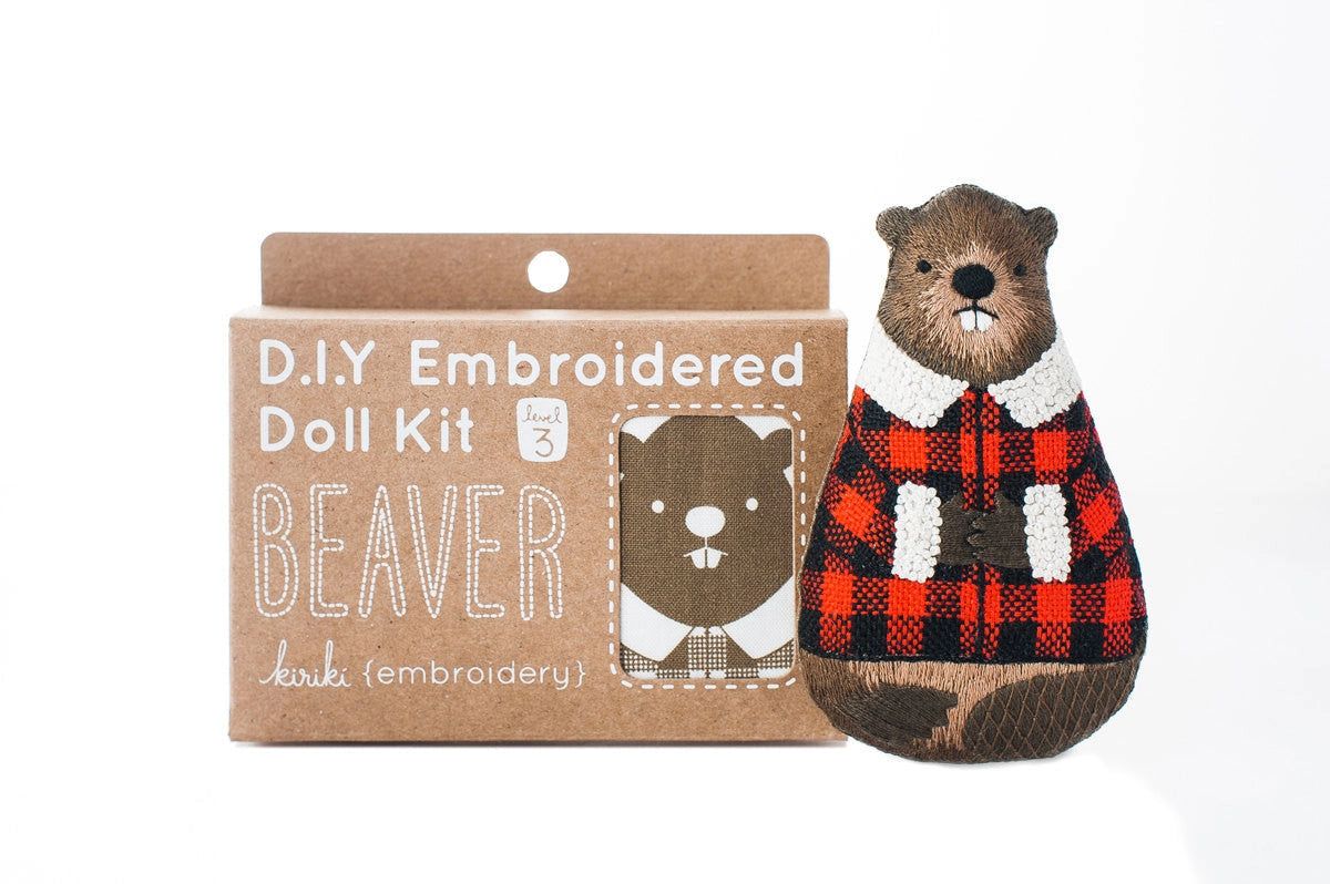 Embroidered Beaver Plushie Kit | Kiriki Press