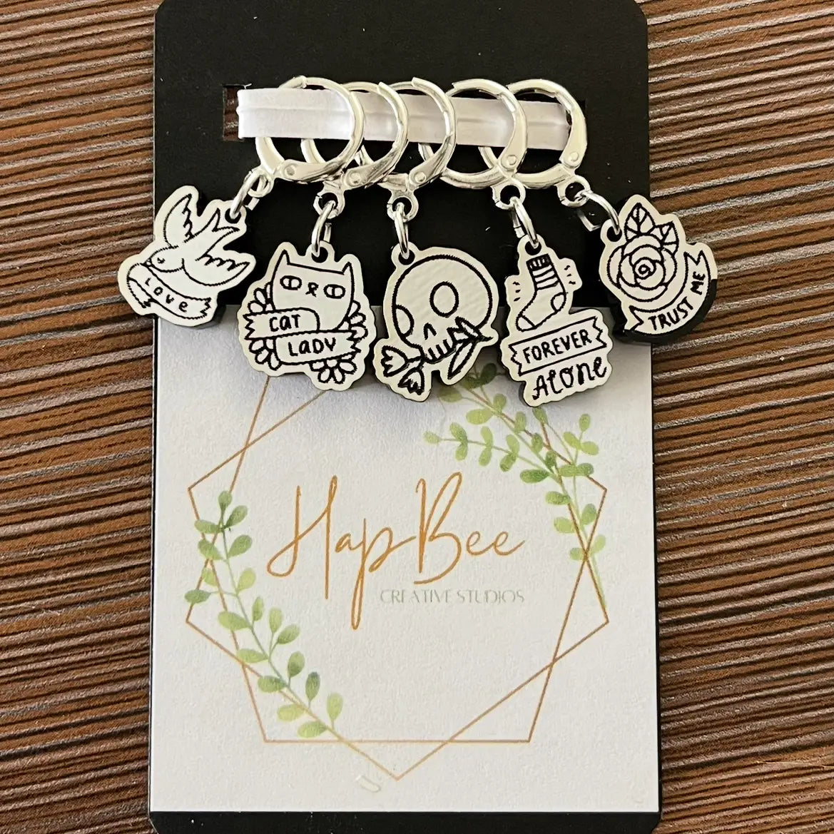 Fun Flash Tattoos Stitch Marker Set | HapBee Creative Studios