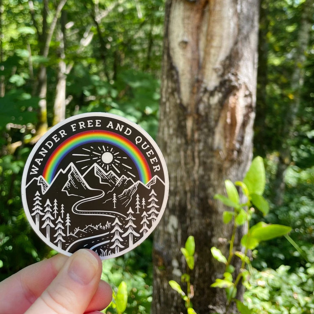 Wander Free and Queer Sticker