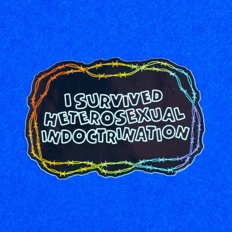 I Survived Heterosexual Indoctrination Sticker | The Peach Fuzz