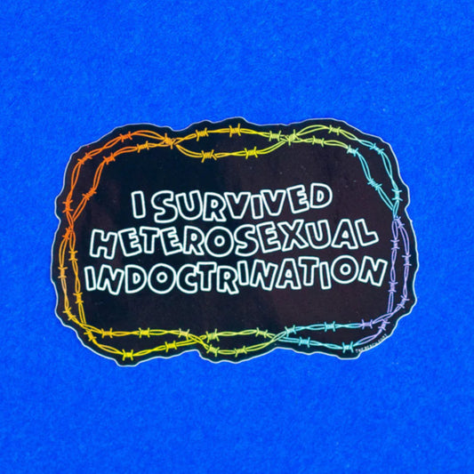I Survived Heterosexual Indoctrination Sticker | The Peach Fuzz